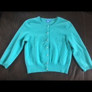 White + Warren Turquoise cashmere sweater